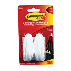 Command 17081 Designer Hook 5/8 in Opening 3 lb 2-Hook Plastic White