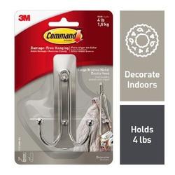 Command 17036BN-ES Large Double Hook 4 lb 1-Hook Metal/Plastic Gray
