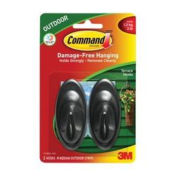 Command 17086S-AW Terrace Hook 3 lb 2-Hook Plastic Slate