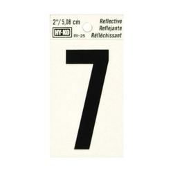 HY-KO RV-25/7 Reflective Sign Character 7 2 in H Character Black