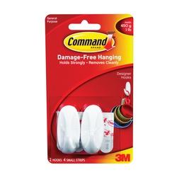 Command 17082 Designer Hook 1/4 in Opening 1 lb 2-Hook Plastic White