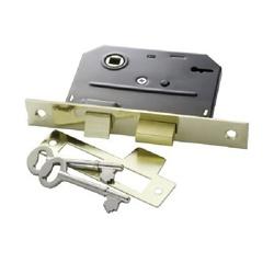 First Watch Security 1155 Bit Key Mortise Lock Steel Polished Brass 2-1/4