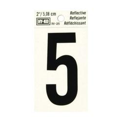 HY-KO RV-25/5 Reflective Sign Character 5 2 in H Character Black