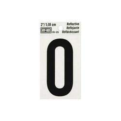 HY-KO RV-25/0 Reflective Sign Character 0 2 in H Character Black