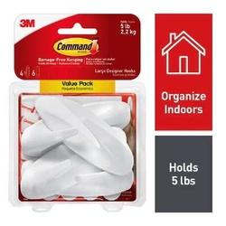 Command 17083-4ES Large Designer Hook 5 lb 4-Hook Plastic White