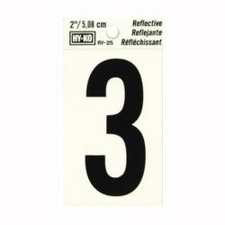 HY-KO RV-25/3 Reflective Sign Character 3 2 in H Character Black