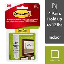 Command 17204-12ES Medium Picture Hanging Strip 3/4 in W 2-3/4 in L Foam