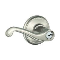 Schlage Flair F51A VFLA619 Entry Lever Lockset Brass Satin Nickel