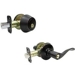 TRU-GUARD MB6X7L1B KA2 Lever Lockset Aged Bronze 2-3/8 2-3/4 in Backset