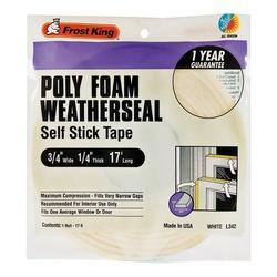 Frost King L34IH Foam Tape 3/8 in W 17 ft L 1/4 in Thick Polyfoam White