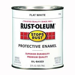RUST-OLEUM STOPS RUST 7790502 Protective Enamel Flat White 1 qt Can