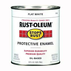 RUST-OLEUM STOPS RUST 7790502 Protective Enamel Flat White 1 qt Can