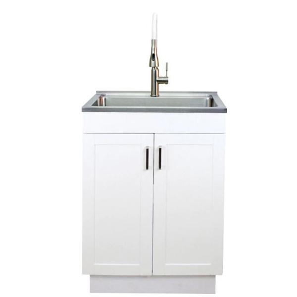 White Laundry Sink/Cabinet with Faucet