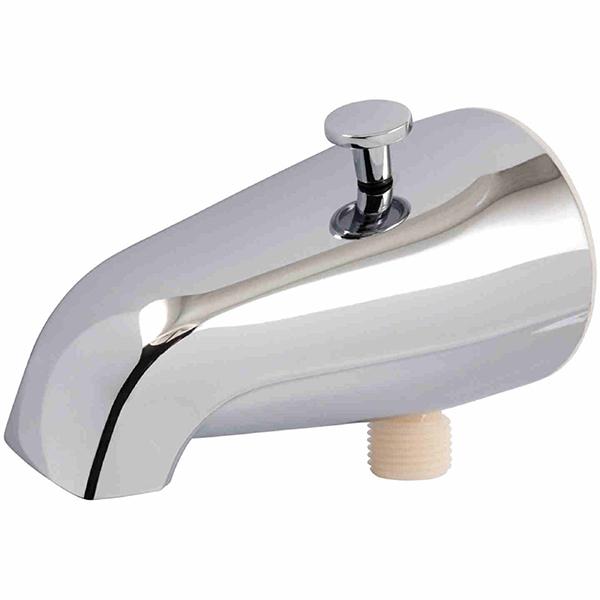 Tub spout with diverter and hose attachment chrome finish.