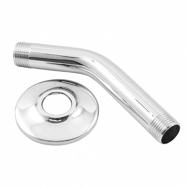 Shower arm with flange chrome finish.