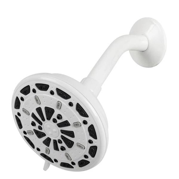 Serene 5 in 3-spray fixed shower head white.