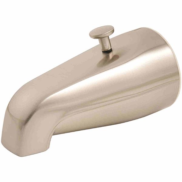 Tub spout with diverter brushed nickel finish.