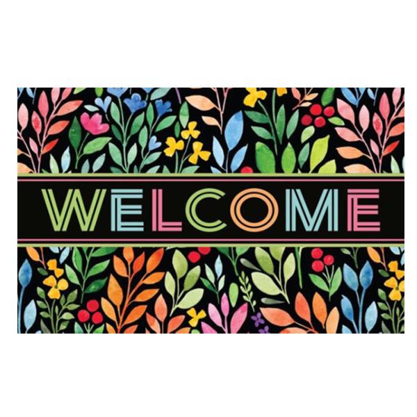 Welcome Mat Watercolor Floral 20 in x 30.5 in