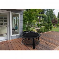 Nicole Miller Patio 30 Inch Wood-Burning Fire Pit-Black Finish