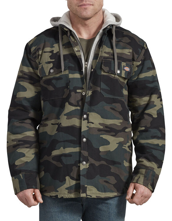 Dickies Relaxed Fit Icon Hooded Duck Quilted Jacket Camouflage-Large