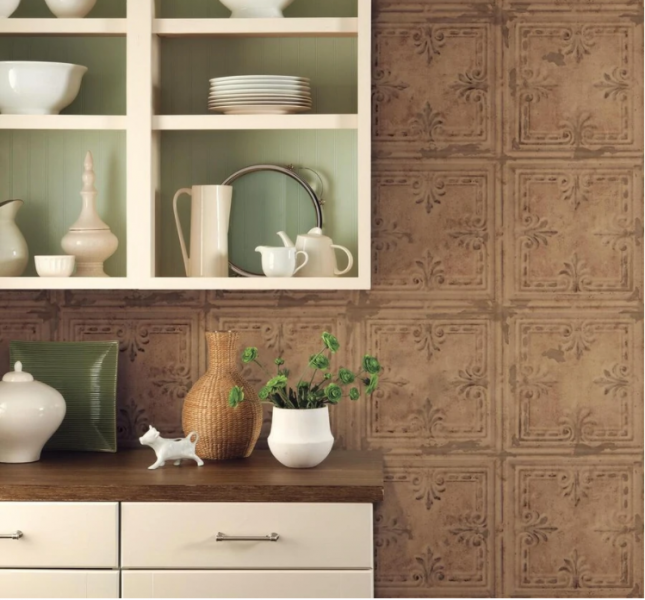 P&SWallpaper Tin Tile WHT/OFFWHT