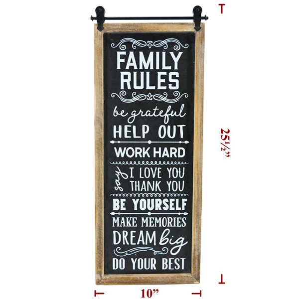 25.5ft  Family Rules  Wood Sign