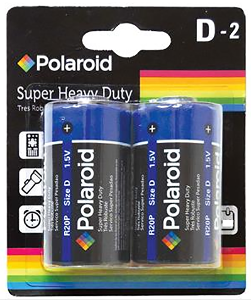 2pk D Super Heavy Duty Polaroid Batteries