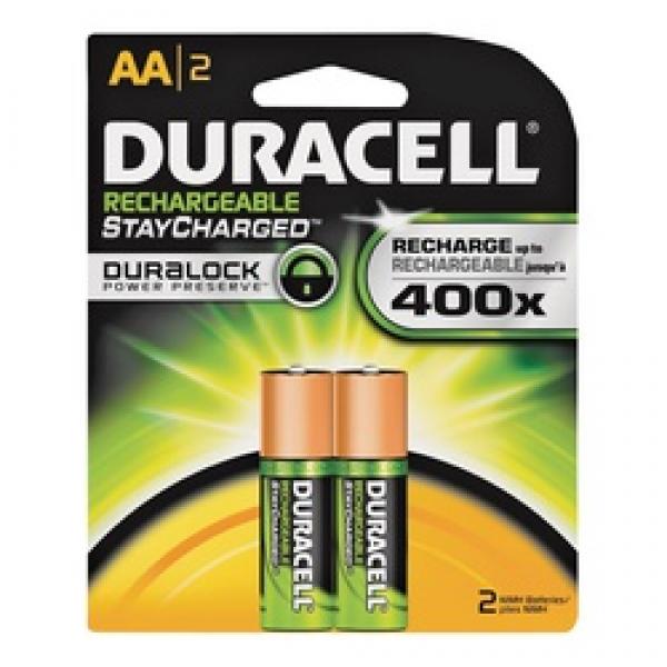 DURACELL 66153 Rechargeable Battery, 2000 mAh, AA Battery, Nickel-Metal