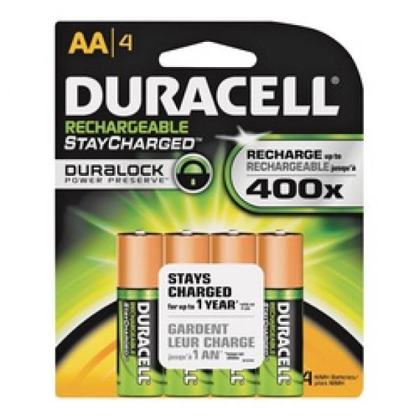 DURACELL 66155 Rechargeable Battery, 2000 mAh, AA Battery, Nickel-Metal
