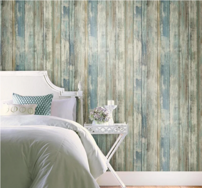 DISTRESSED WOOD PEEL and STICK WALLPAPER
