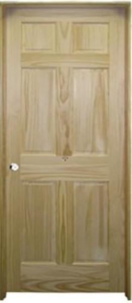 6-Panel Pine Prehung Door 30 in Left Hand