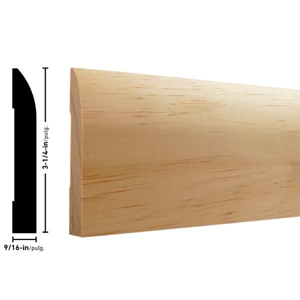 9/16 in x 3-1/4 in x 8 ft PINE BASEBOARD