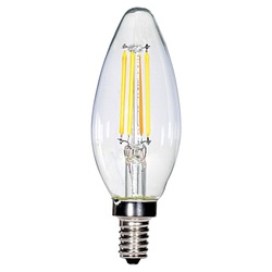 Satco S8613 LED Bulb, Decorative, C11 Lamp, 40 W Equivalent, E12 Lamp Base,