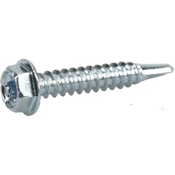 Power Pro 116121 Sheet Metal Screw, #8 Thread, 1 in L, Hex Washer Head, Star