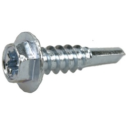 Power Pro 116123 Sheet Metal Screw, #10 Thread, 1 in L, Hex Washer Head,