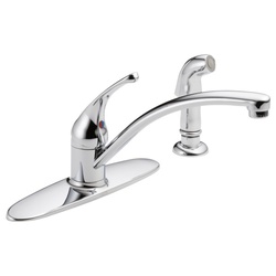 DELTA FOUNDATIONS 10901LF Kitchen Faucet, 1.8 gpm, 4-Faucet Hole, Metal,