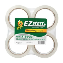 Duck EZ Start 280068 Packaging Tape, 54.6 yd L, 1.88 in W, Clear