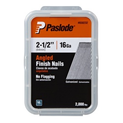Paslode 650232 Angled Trim Nail, 2-1/2 in L, 16 Gauge, Steel, Galvanized,