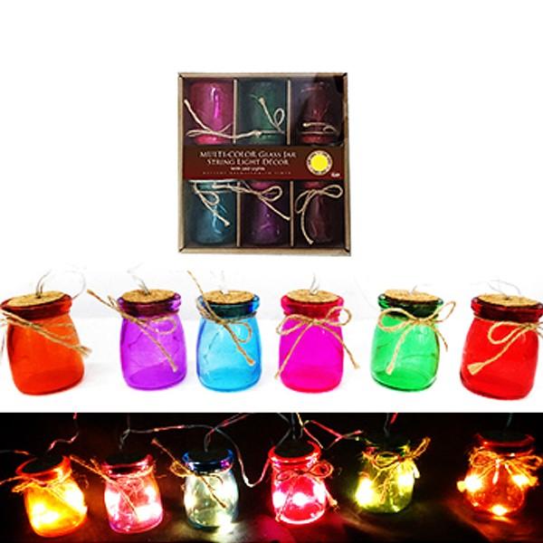 Multi Color Glass Jar Light Decor w/3 LED