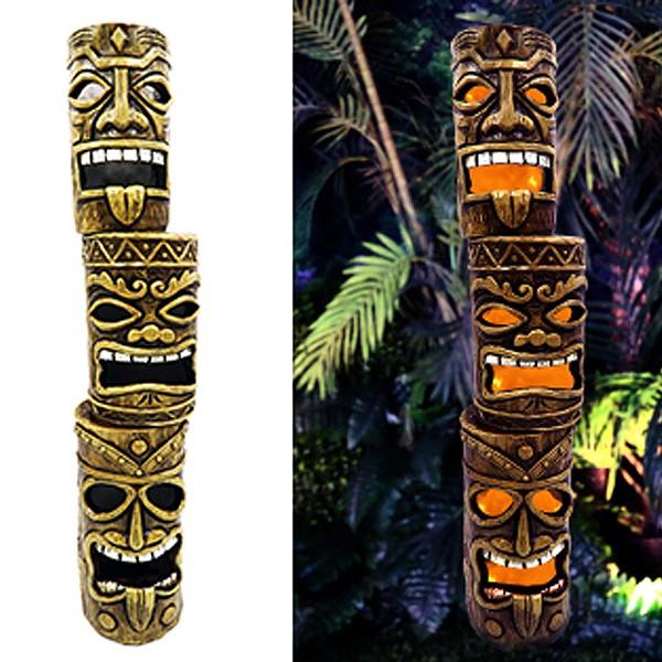Triple Tiki Solar Garden Decor