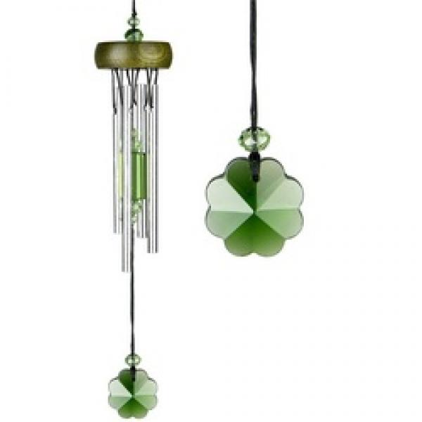 Woodstock Chimes GEMSH Wind Chime, Gem Drop, Aluminum/Wood, Shamrock/Silver,