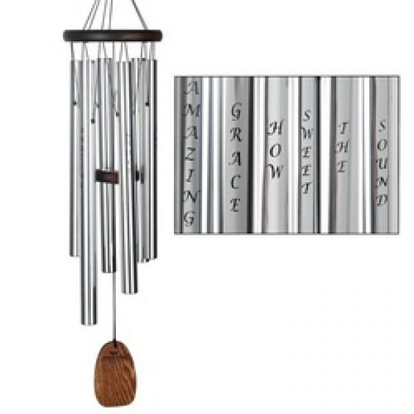 Woodstock Chimes AFVSB Wind Chime, Virtues, Aluminum/Wood, Silver/Teak