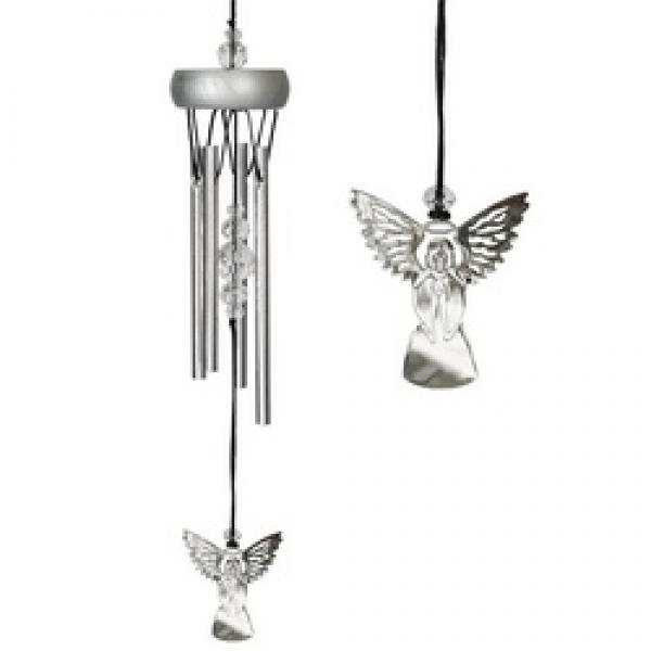 Woodstock Chimes Signature WCFA Wind Chime, Angel, Brass/Wood, Silver,