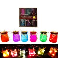 Multi Color Glass Jar Light Decor w/3 LED