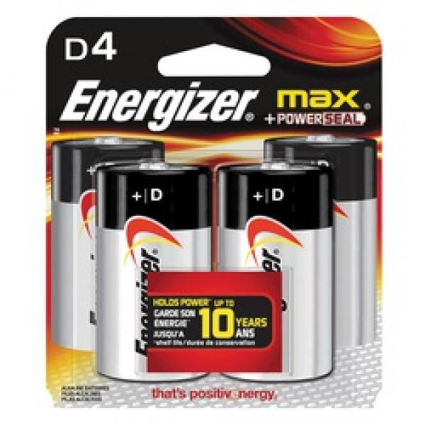Energizer E95BP-4 Battery, 1.5 V Battery, 18 Ah, D Battery, Alkaline,
