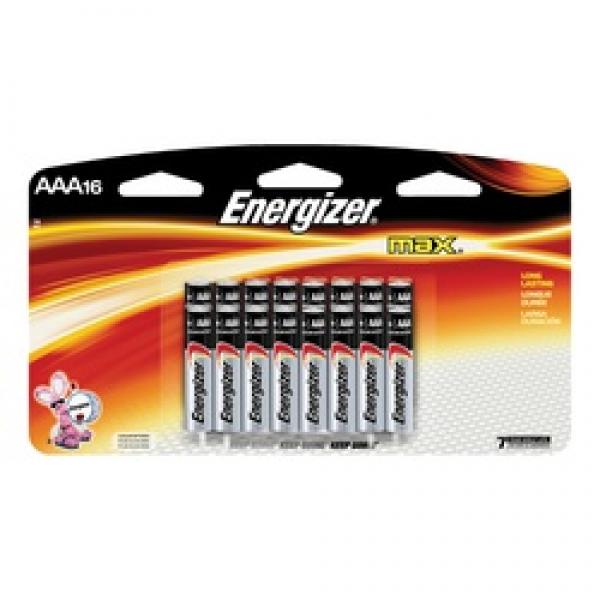 Energizer E92LP-16 Battery, 1.5 V Battery, 1250 mAh, AAA Battery, Alkaline,