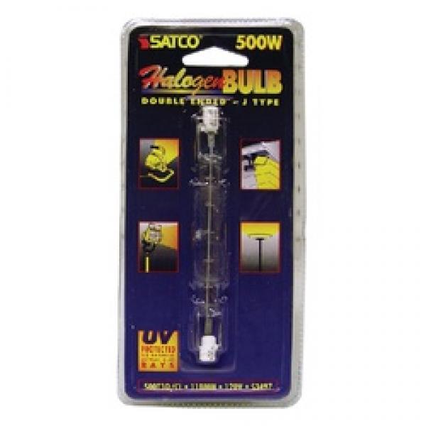 Satco S3497 Halogen Bulb, 500 W, R7s Lamp Base, T3 Lamp, Warm White Light,