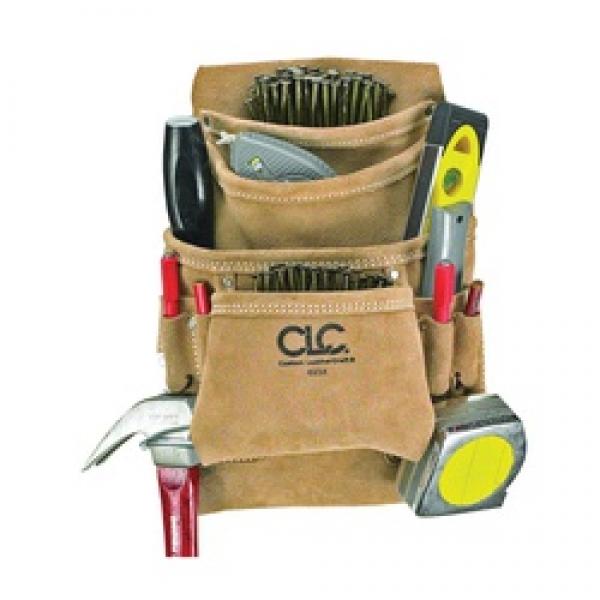 CLC Tool Works I923X Nail and Tool Bag, 10 -Pocket, Suede Leather, Tan,