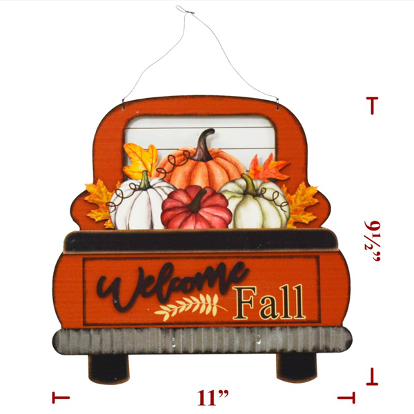 11" x 9.5" Hanging Fall Truck w/ Pumpkins