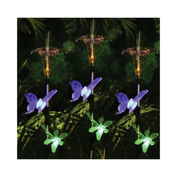 Solar Flower & Insect Stake with LED Lights